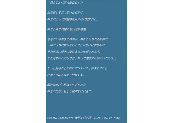 FLICKER / FRAGMENTS 大野左紀子 展